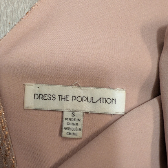 Dress the Population Rose Pink Metallic V-neck Midi Dress, Women's Small - Picture 4 of 6